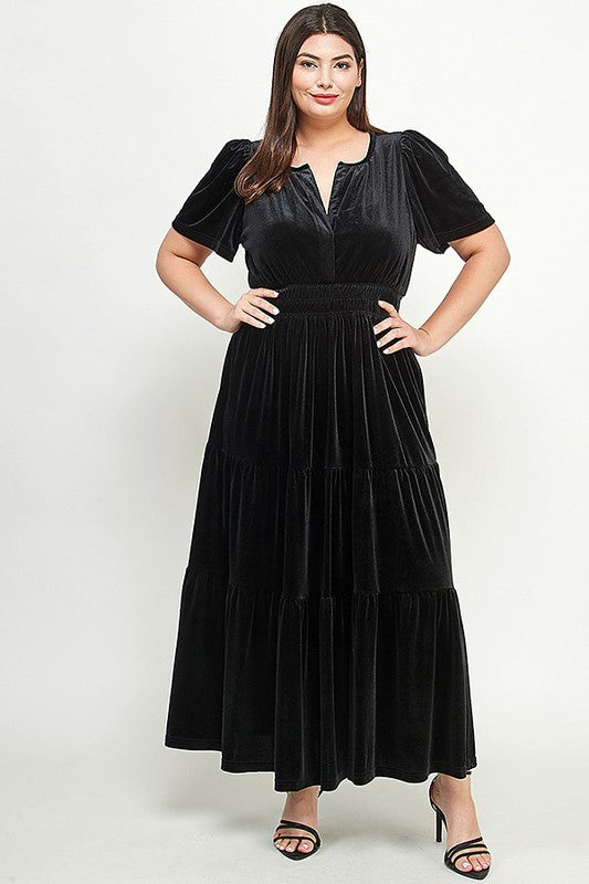 LD 600 - Velvet Tiered Dress