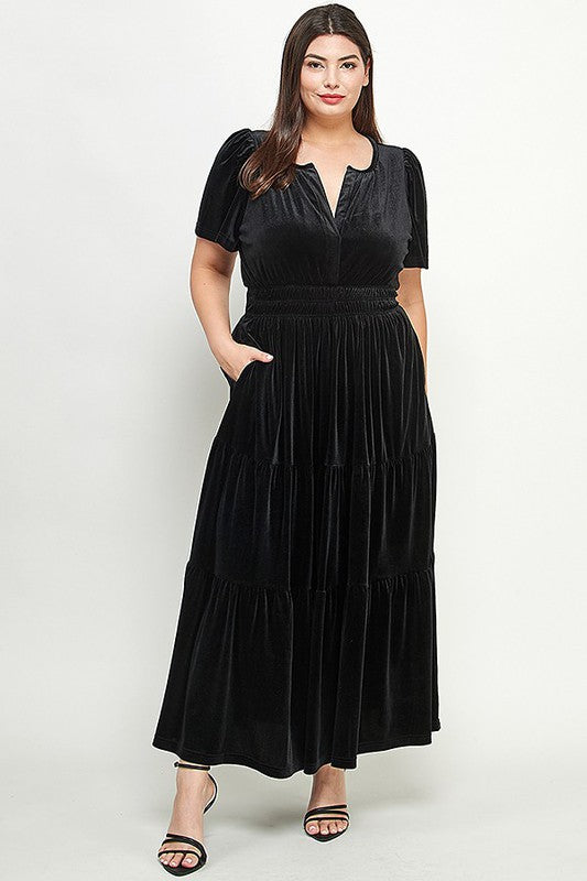 LD 600 - Velvet Tiered Dress