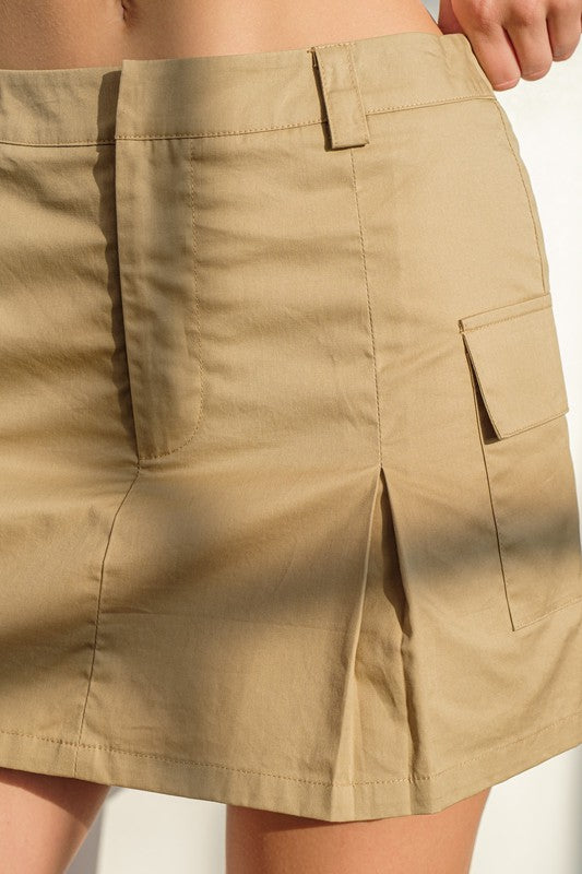 SKT 972 - Pleated Cargo Skirt