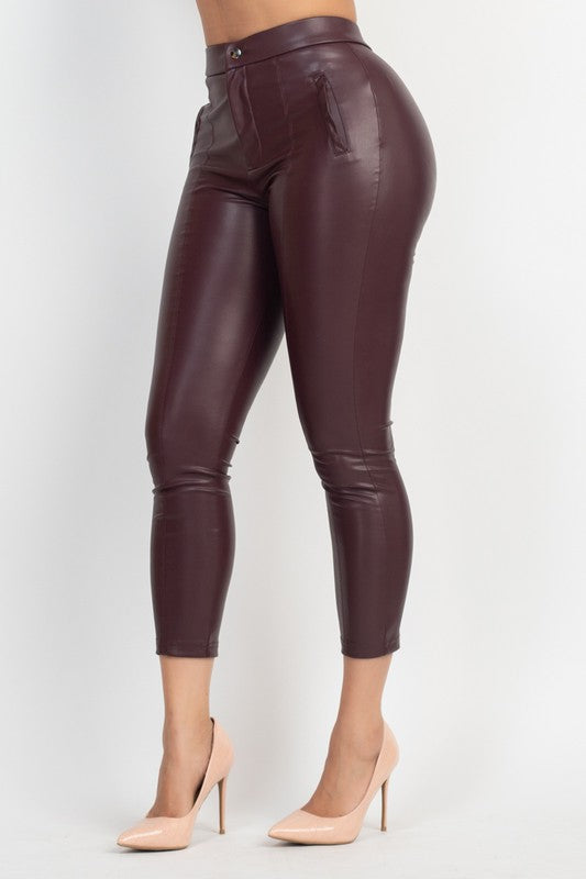 P 762 - Faux Leather High-rise Skinny