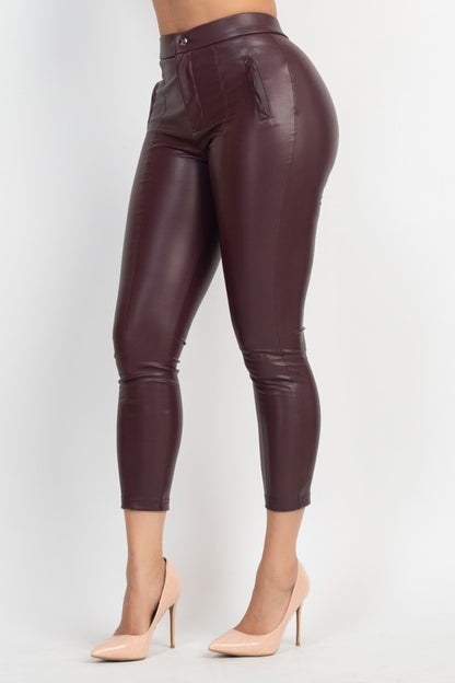 P 762 - Faux Leather High-rise Skinny