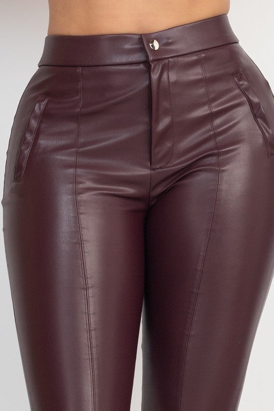 P 762 - Faux Leather High-rise Skinny