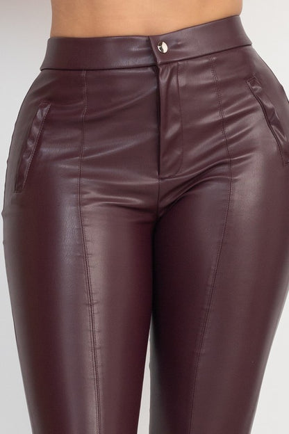 P 762 - Faux Leather High-rise Skinny