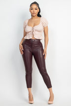 P 762 - Faux Leather High-rise Skinny