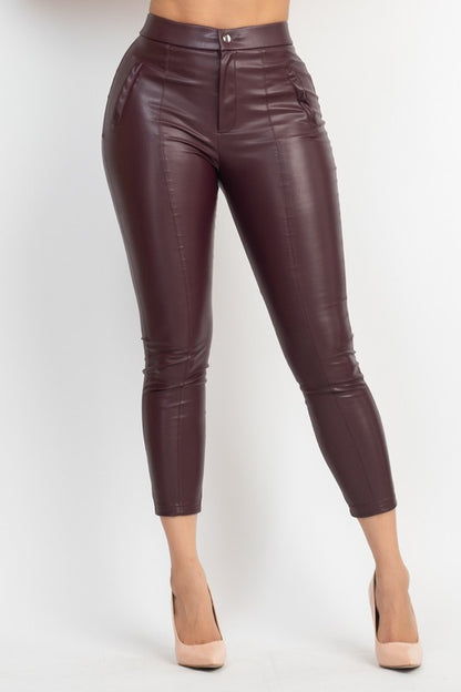 P 762 - Faux Leather High-rise Skinny