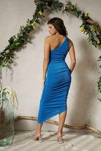 DD 1336 - One Shoulder Ruched Maxi Dress