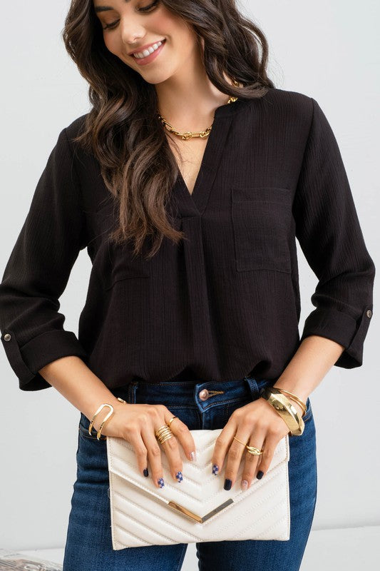 CT 2733 - Split Neck Top