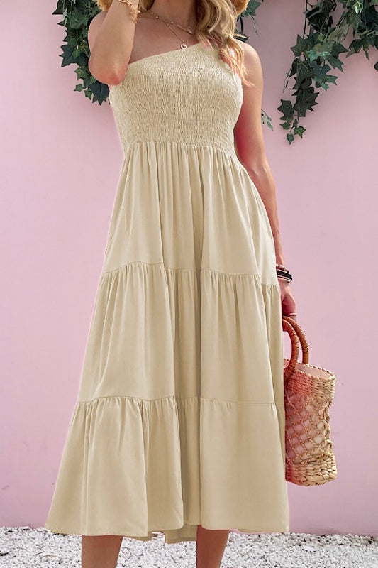 LD 639 - Solid One Shoulder Dress