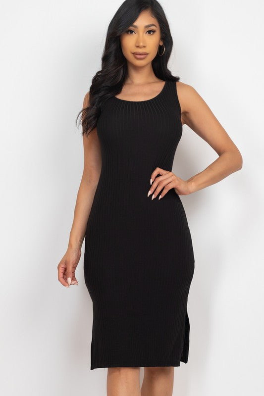 CD 3675 - Ribbed Side Slit Tank Midi