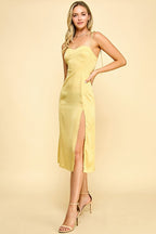 DD 1389 - Satin Slit Midi Dress