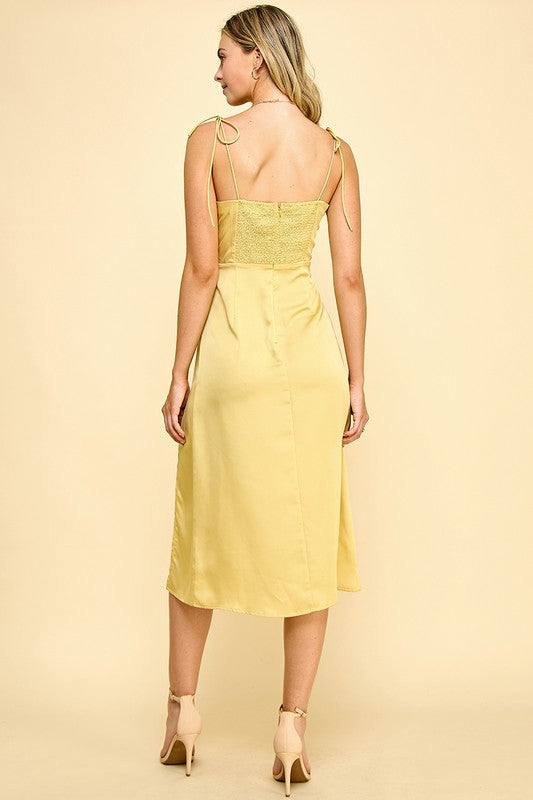 DD 1389 - Satin Slit Midi Dress