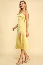 DD 1389 - Satin Slit Midi Dress