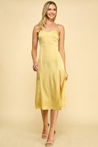 DD 1389 - Satin Slit Midi Dress