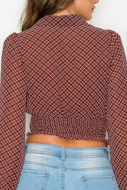 DT 1807 - Smocked Waist Long-sleeved Top