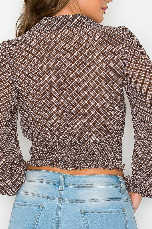 DT 1807 - Smocked Waist Long-sleeved Top