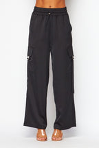 P 743 - Satin Drawstring Cargo Pants