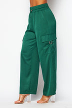 P 743 - Satin Drawstring Cargo Pants