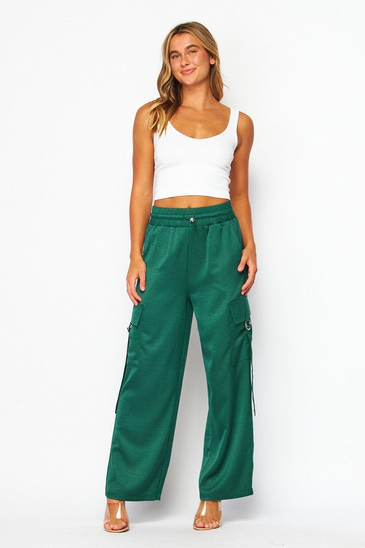 P 743 - Satin Drawstring Cargo Pants
