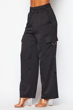 P 869 - Satin Drawstring Cargo Joggers