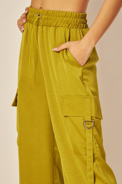 P 743 - Satin Drawstring Cargo Pants