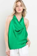 DT 1791 - Satin Cowl Neck Halter Top