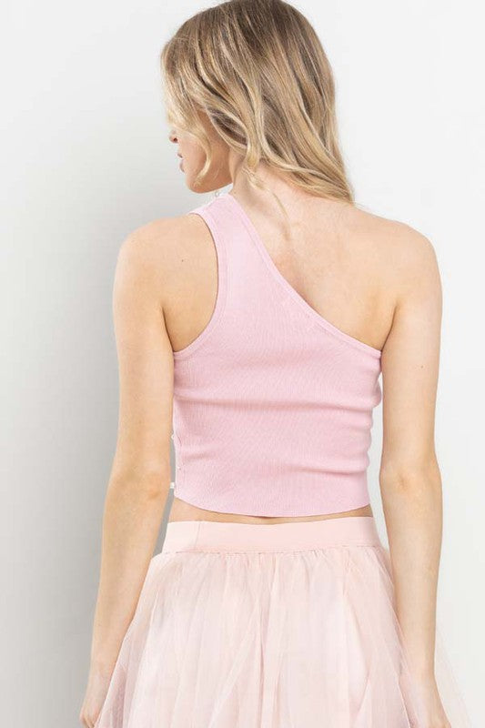 CT 2754 - Yoko One Shoulder Pearl Top