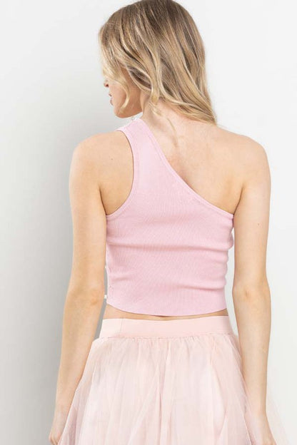 CT 2754 - Yoko One Shoulder Pearl Top