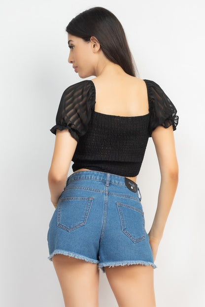 CT 2706 - Shirred Ruffle Sleeve Top