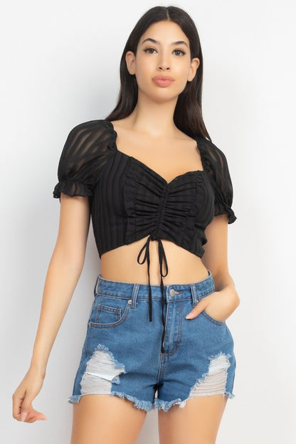 CT 2706 - Shirred Ruffle Sleeve Top