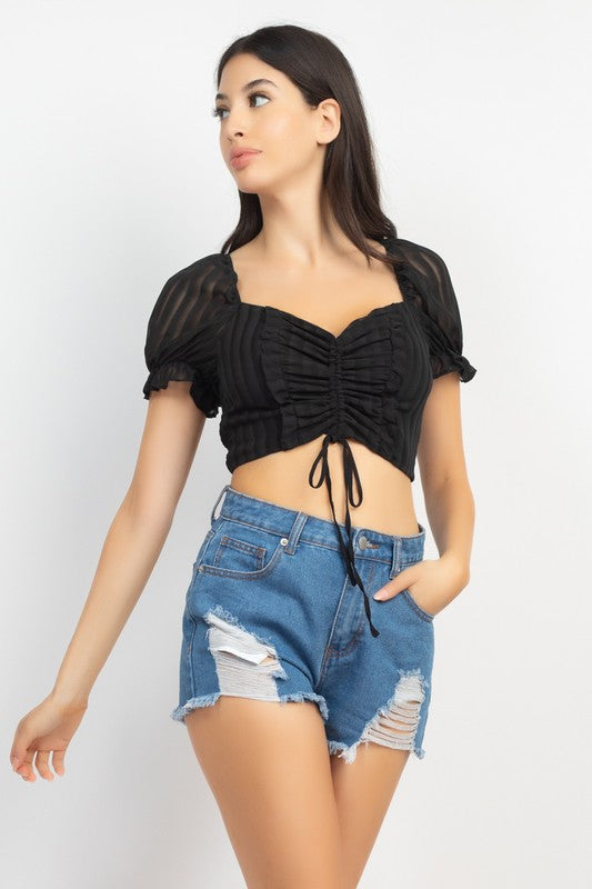 CT 2706 - Shirred Ruffle Sleeve Top