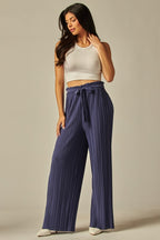 P 749 - Pleated Paper Bag Wide Leg Pants