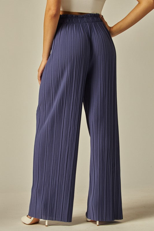 P 749 - Pleated Paper Bag Wide Leg Pants