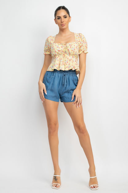 SHT 190 - Elastic Denim Shorts