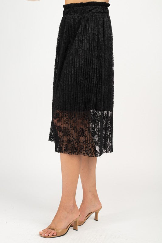 SKT 919 - Floral Lace Pleated Skirt