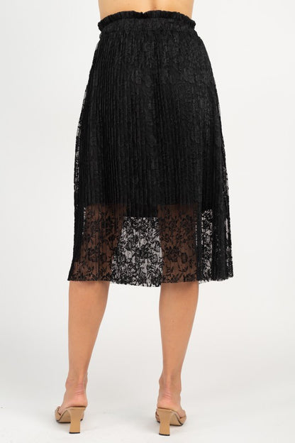 SKT 919 - Floral Lace Pleated Skirt