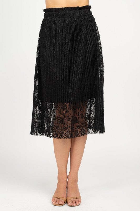 SKT 919 - Floral Lace Pleated Skirt