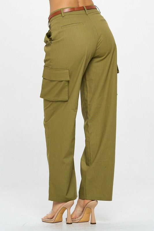 P 780 - Belted Linen Cargo Pant