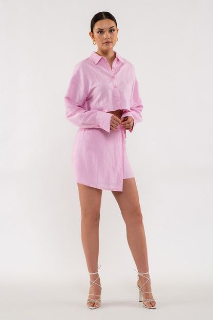 SKT 952 - Linen Wrap Mini Skirt