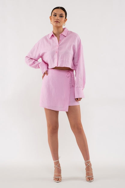 SKT 952 - Linen Wrap Mini Skirt
