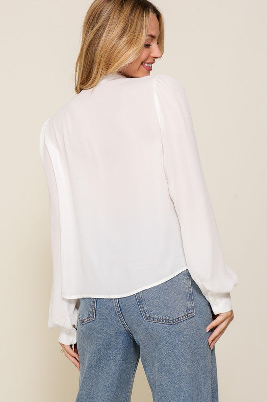 DT 1657 - Chiffon Neck Tie Blouse