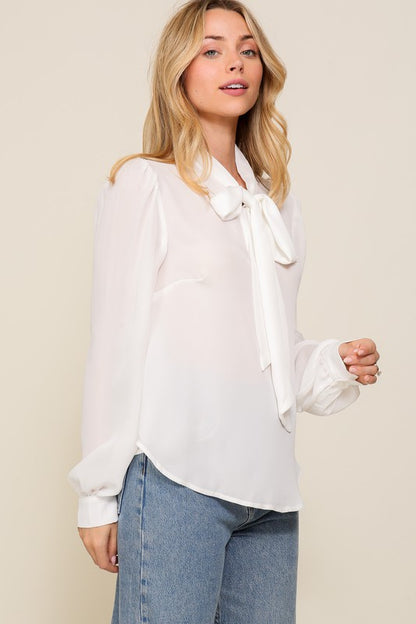 DT 1657 - Chiffon Neck Tie Blouse