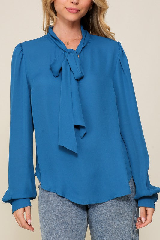 DT 1657 - Chiffon Neck Tie Blouse