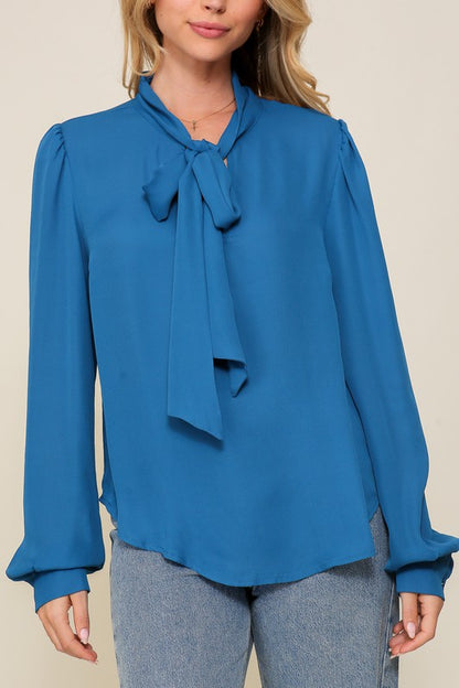 DT 1657 - Chiffon Neck Tie Blouse