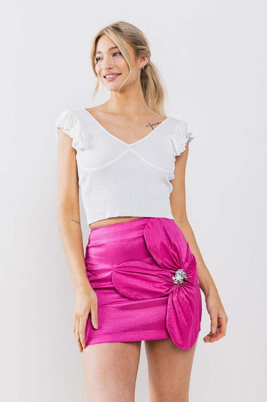 SKT 945 - Flower Detail Skirt