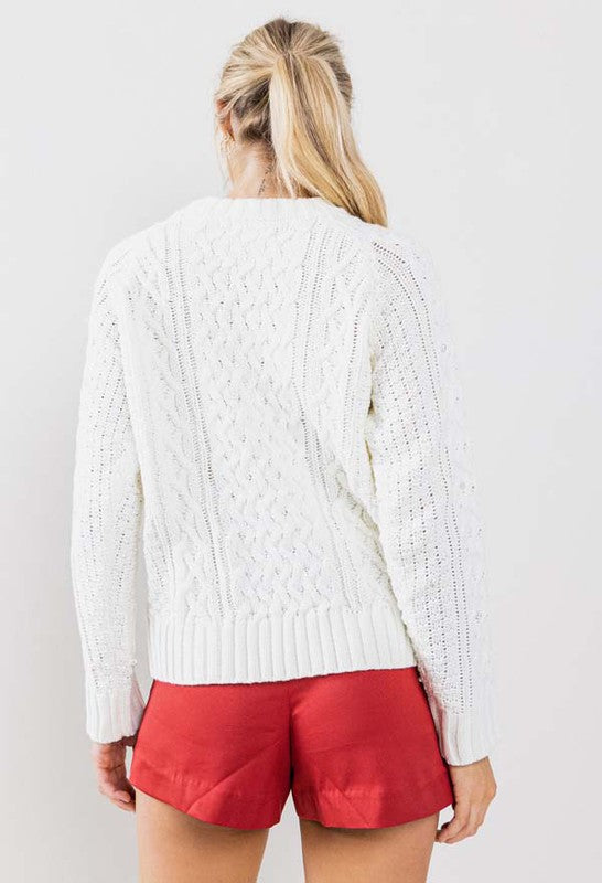 SWT 003 - Pearl Detail Woven Sweater