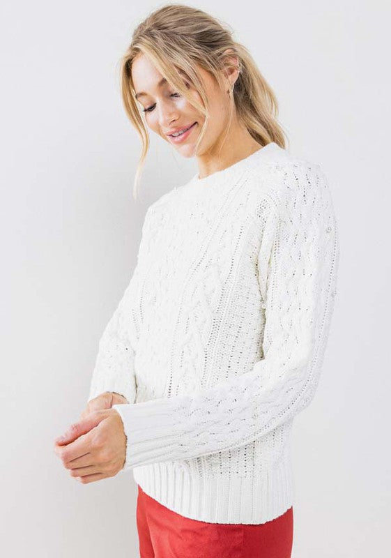 SWT 003 - Pearl Detail Woven Sweater