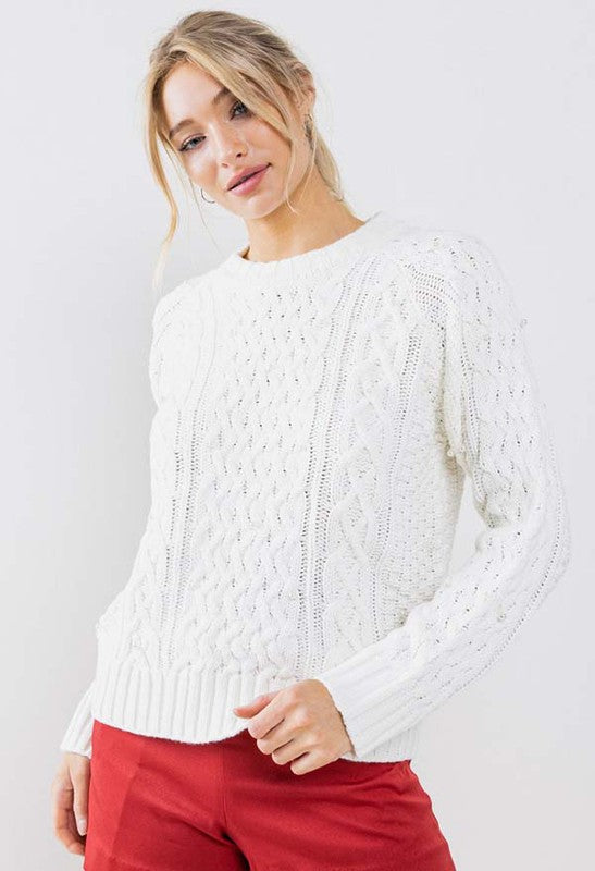 SWT 003 - Pearl Detail Woven Sweater