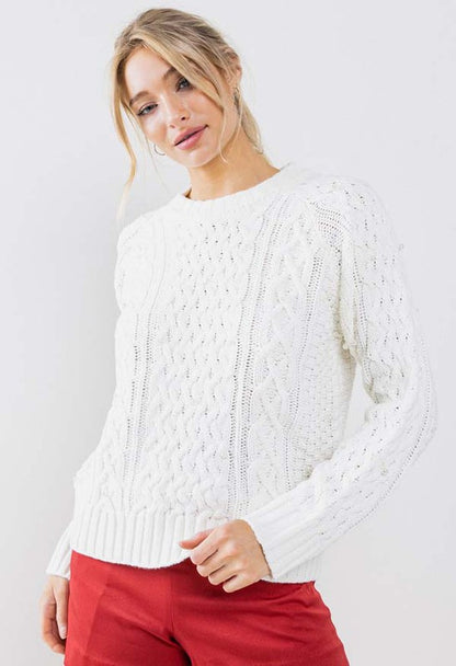 SWT 003 - Pearl Detail Woven Sweater