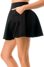 SKT 1011 - Flared Scuba Skirt With Pockets