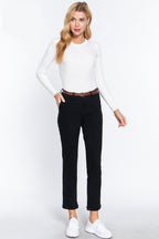 PS 030 - Stretchy Spandex Belted Long Pants